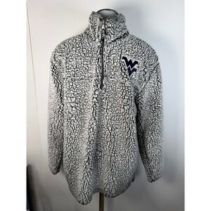 Boxercraft WVU Mountaineers Sherpa Fleece Quarter Zip Pullover Grey Womens Small